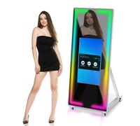 65" Mirror Photo Booth, Selfie Touch Screen Photobooth with Portable Design, RGB Light Ring, and Flight Case, for Event and Wedding Rental