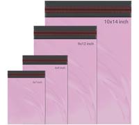 65 Mixed Mailing Postal Self-Seal Closure Plastic Bags - Envelopes for Posting Clothes, Postal, Packaging, Shipping Bags - Tempered Proof, Secure Medium Postage Bags - Mixed 4 Sizes Pink Mail Bags
