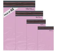 65 Mixed Parcel Bags Baby Pink, Mailer Bags Tamper-Proof Strong Postal Packaging Bags for Shipping, Mailing & Delivery, 4 Sizes Small to Large Bags, 15 Each