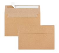 65 Packs A4 Invitation Envelopes, Brown Kraft Envelopes, 4x6 Photo Envelopes for Invitations, Envelopes Self Seal for Weddings, Baby Shower, Photos, Postcards, Greeting Cards, Mailing