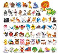 65 PCS Adorable Magnetic Animal Fridge Magnets - Wild, Farm & Marine Animals - Thickened Cardstock Refrigerator Magnets - Cute Educational Learning Toys for Kids 3+