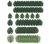 65 PCS Artificial Leaves for Decoration, Fake Leaves Jungle Theme Party Decorations, Artificial Foliage Suitable for Banquet Tables, Birthday Hawaiian Themed Tropical Parties Decorations