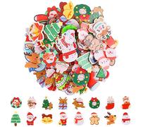 65 PCS Christmas Acrylic Cute Pins, Kalolary Christmas Cute Aesthetic Badges Pin Kawaii Backpack Pins Santa Claus Snowman Rabbit Reindeer Bear Girl Cartoon Brooch Pin for Backpack Bag Jacket Hats