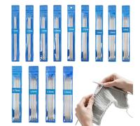 65 pcs Double Pointed Knitting Needles Set, 15cm Short Stainless Steel Double Ended Knitting Needles Kits for Beginner Starter, Straight Metal Needle Kit for Hat Sock Sweater Weave Patterns, 1.5-5.0mm