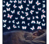 65 Pcs Glow in The Dark Butterfly Wall Decals, Luminous Butterfly Wall Stickers Watercolor Butterflies Walls Decor for Living Room Bedroom Dining Room Decor