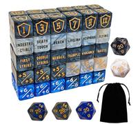 65 PCS MTG Counter Dice Set, Ability Keywords Counter Dice, Tokens Shield Life Counter, -1/+1 Life Counter, Marble Colour D6 Cube Dice, for MTG, TCG, Card Games (Includes Black Velvet Pouch)