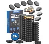 65 Piece Ferrite Magnet Set 17.6 x 4.9 mm - Y30 Ceramic - Heat & Corrosion Resistant - Circular Black Magnets - for Whiteboards, Workshops & Industrial Use