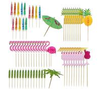 65 Pieces of Cocktail Accessories, Colorful Drink Accessories, Cocktail Party Decorations, Food and Drink Decoration for Summer Party, Wedding, Beach Hawaiian Tropical Theme Party