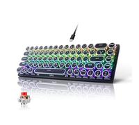 65% Wired Mechanical Gaming Keybaord, Compact 68 Keys Mini Keyboard with Arrow Keys, RGB Rainbow Backlight, Hot-swappable Switch, Retro Round Keys for PC/Laptop Gamer