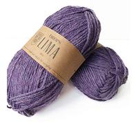 65% Wool and 35% Alpaca Wool for Knitting and Crocheting, 3 or Light, Worsted, DK Weight, Drops Lima, 450 Yards per Skein 4434 Purple