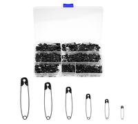 650 Pcs Black Safety Pins Assorted Sizes, Metal Large and Small Safety Pins for Clothes Sewing Arts and Crafts Jewelry Making Costume Handicrafts Home Office Use(7 Sizes)