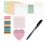 650 Pcs Transparent Sticky Notes Set See Through Notes, Colourful Clear Sticky Notes, 1 Pcs Fine Tip Black Dual Tip Marker for School, Home, Working