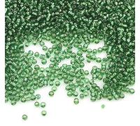 6500 Pieces Glass Seed Beads 2 mm Silver Insert, Silver Lined, 11/0, Pony Beads, Silver Lined, Silver Lined Seed Beads (Dark Green)