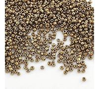 6500 x 2 mm Glass Seed Beads - Metallic Colour - 11/0 for Children, Bronze