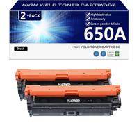650A Compatible Replacement Toner Cartridge CE270A CE271A CE272A CE273A for HP CP5520n CP5520dn CP5520xh CP5525n CP5525dn CP5525x Printer, High Yield 15000 Pages, Easy to Install,Black-2 pack