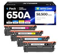 650A Toner Cartridge 4 Pack Replacement for CE270A CE271A CE272A CE273A Compatible for HP Color LaserJet Enterprise CP5525 CP5525dn CP5525n CP5525xh M750dn M750n 750xh Printer Ink with Chip Black copy