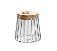 650ml/22oz Glass Storage Jar Airtight Container with Bamboo Lid and Metal Handle Reusable Kitchen Canister for Tea Coffee Sugar Dry Food Pantry Organisation Decorative Home Storage