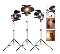 650W Movie Fresnel Tungsten Focus Dimmer Spot Light Video Studio Lighting Set with Light Stand, Fill Light for Studio YouTube Product Photography Microfilm Shooting, 3 Sets