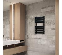 (650x400mm) NRG Flat Panel Heated Towel Rail Bathroom Rad Radiator Black
