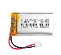 651725 LiPo Battery 3.7V 200mAh 0.74Wh Rechargeable PH2.0 Connector (JST-PHR-02) Type B Lithium - Make sure the polarity of the device with the battery 27x17x6.5mm (PH2|200mAh|