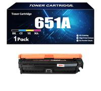 651A High Yield Toner Cartridge for HP CE340A CE341A CE342A CE343A 651A Black Cyan Magenta Yellow with Chip for HP M775dn M775f M775z M775z Printer,BK-1 piece