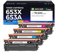 653X 653A Toner Cartridge Set Works for HP M680 M680z M680dn M680f Printer | Compatible with HP 653X 653A CF320X CF321A CF322A CF323A Toner 4-Pack Ink High Yield for Color LaserJet Enterprise MFP M680