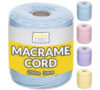 656 Feet Pastel Macrame Cord | 200m | Cotton Polyester Rope String Yarn