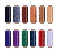 656Yards Leather Sewing Thread, 12 Color Waxed Thread Kit, 150D Leather Waxed Thread Cord for Bookbinding Shoes Repairing Projects Craft DIY, Each of 54 Yards