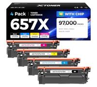 657X Toner Cartridge Set 4-Pack with Chip High Yield Replacement for HP 657X CF471X CF472X CF473X CF470X Compatible with HP Color LaserJet Enterprise Flow MFP M681f M681z M682z M681dh Printer Ink Copy