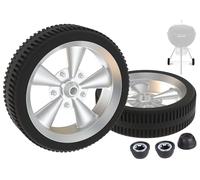 65930 BBQ Wheels for Weber Grill Wheels Replacement Weber Kettle Wheel 18/22 inch, 6412 Tires 6" w/ 3 Hub Caps for Webber Charcoal Grill Parts Webber Grills 1321001 451001 741001, 2PCS, Silver