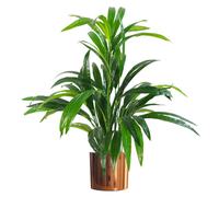 LeafDesign Artificial Bamboo Shrub Plant 65cm – Large Green Leaves – Copper Metal Planter