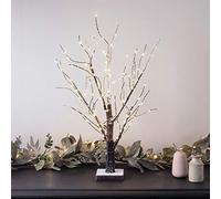 65cm Battery Operated Indoor Pre-Lit Snow Dusted Twig Tree with 108 Warm White Micro LEDs by Lights4fun