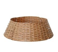 65CM Christmas Tree Skirt, Wicker Christmas Tree Base Trunk Basket Guard Collar, Ideal for Farmhouse Trees 8ft and Below (Nature)