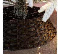 65CM Christmas Tree Skirt, Wicker Christmas Tree Base Trunk Basket Guard Collar, Ideal for Farmhouse Trees 8ft and Below (Coffee)