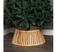 65cm Large Wooden Christmas Tree Skirt Collar Decoration Samuel Alexander Brown One Size
