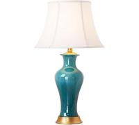 65CM Minimalist Large American Green Borneol Ceramic Table Lamp Oriental Porcelain Desk Lamp Vase Copper Bedroom Bedside Lamp,Luxury