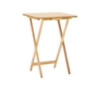 65cm Top Snack Side Folding Table Natural Veneer Wood Breakfast Portable Desk