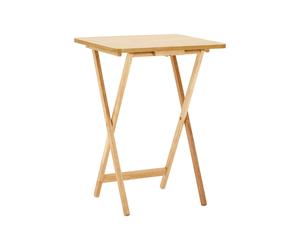65cm Top Snack Side Folding Table Natural Veneer Wood Breakfast Portable Desk