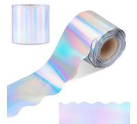 65ft Holographic Rainbow Borders, Scalloped Iridescent Trim, Vibrant Decor for Classroom, Home & Parties