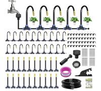 65Ft Quick-Connect Drip Irrigation System Kit,360°Bendable Automatic Garden Watering System,Adjustable Nozzle Copper Sprayer Sprinklers,Drip Irrigation System for Greenhouse, Yard, Lawn, Plant (65Ft)