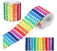 65ft Rainbow Polka Dot Border, Colorful Striped Trim, Straight Rolled Decor for School & Home