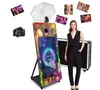 65in Magic Mirror Photo Booth Machine with 43'' Touch Screen,RGB Fill Light,Flash-Light Umbrella,Flight Case,Suitable for Photography Needs in Various Locations (Black, Machine+Camera)