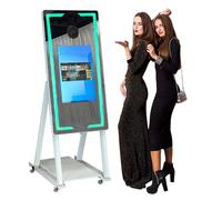 65in Touch Screen Magic Mirror Photo Booth - RGB Loop Light Selfie Kiosk with Windows 10, 8GB RAM & 256GB Storage for Events & Parties - Perfect for Memorable Moments
