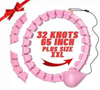 65Inch 32 Knots Plus Size Weighted Hula Infinity Fitness Weight Loss Detachable Hoops, Smart Noiseless Hula for Women, 2 in 1 Quiet Waist and Abdominal Workout Equipment at Home