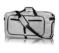 65L Duffle Bag with Shoe Compartment, Foldable Travel Duffel for Men and Women, Large Packable Bag with Water Repellent Feature,Fits Over Luggage Handles, Ideal for Travel Camp Gym Trips, Light Grey
