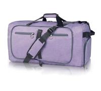 65L Duffle Bag with Shoe Compartment, Foldable Travel Duffel for Men and Women, Large Packable Bag with Water Repellent Feature,Fits Over Luggage Handles, Ideal for Travel Camp Gym Trips, Light Purple