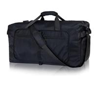65L Duffle Bag with Shoe Compartment, Foldable Travel Duffel for Men and Women, Large Packable Bag with Water Repellent Feature,Fits Over Luggage Handles, Ideal for Travel Camp Gym Trips, Black, Large
