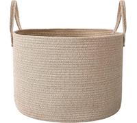 65L Extra Large Blanket Basket for Living Room - Woven Cotton Rope Laundry Hamper with Reinforced Handles - Storage Bin for Pillows, Comforters & Toys - Machine Washable (Oatmeal, Oatmeal)