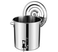 65L Stainless Steel Soup Pot with Lid and Faucet Large Round Stockpot with Soft Touch Handles Ideal for Wine Oil Milk and Liquid Transport