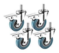 65mm 75mm Swivel Casters for Furniture, M10 M12 Threaded Stem, 4-Pack Replacement Wheels with Brake, Quiet & Scratch-Free, 40kg Load Capacity per Wheel